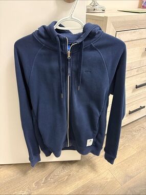 adidas Navy Blue Full-Zip Hoodie with Hood